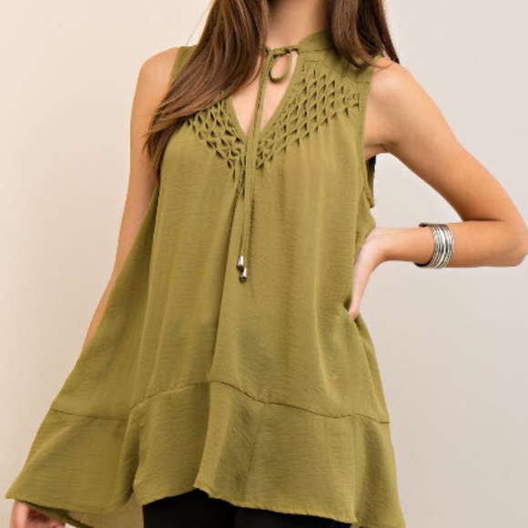 Rev 320 Tops - SOLD Pin-Tuck Detail Sleeveless Blouse